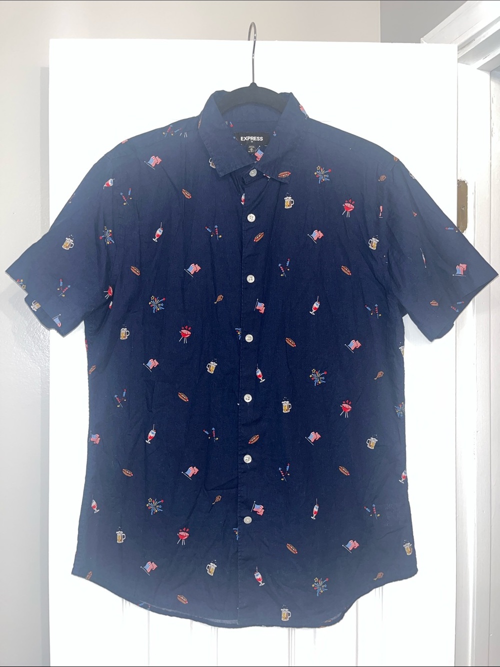 Express Short-Sleeve Button-Down 4th of July shirt!